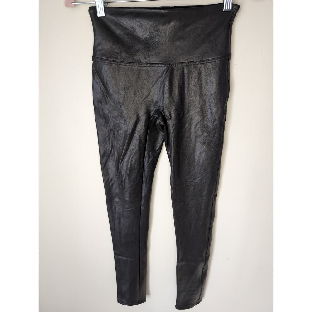 Spanx med black faux leather pull on leggings